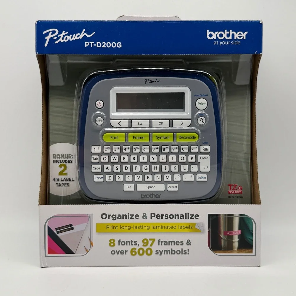 Brother P-Touch PT-D200G Desktop Label Maker Blue Grey New In Damaged Box